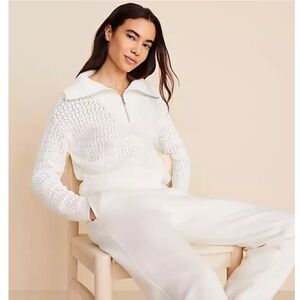 Loft Lou & Grey Pointelle Half Zip Sweater NWOT